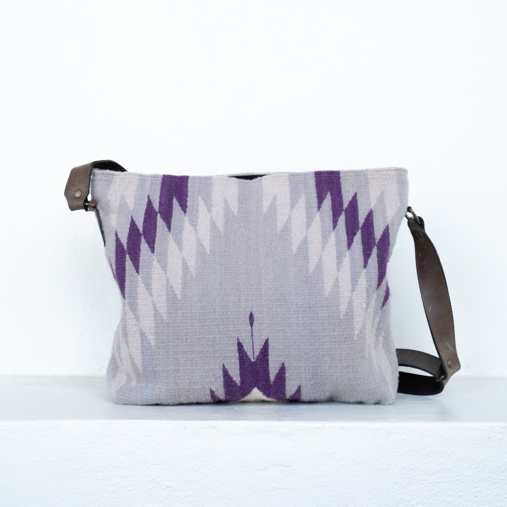 AMASOUK handwoven wool Amethyst shoulder/crossbody bag, featuring shades of purple in a stylish design. Perfect for adding a pop of color to your daily or evening outfits.