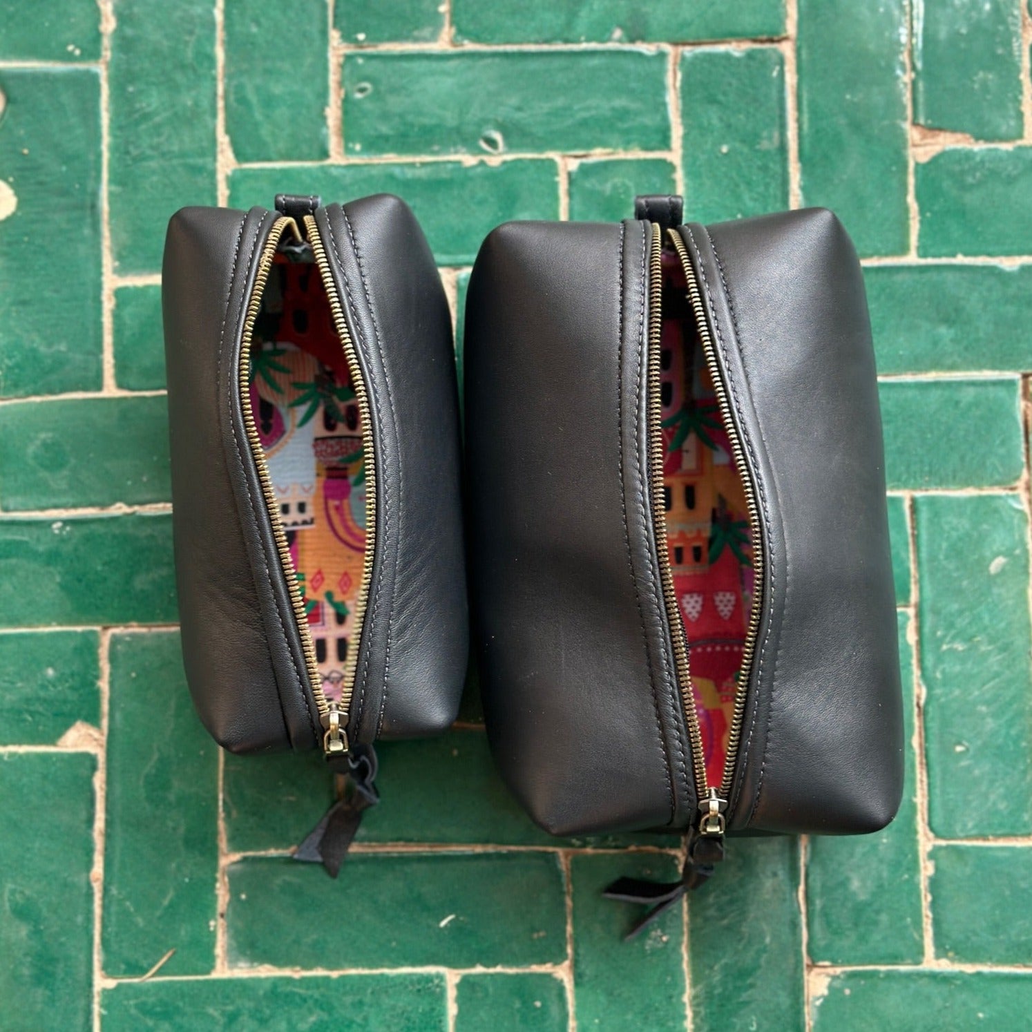 Black Leather Makeup Bags