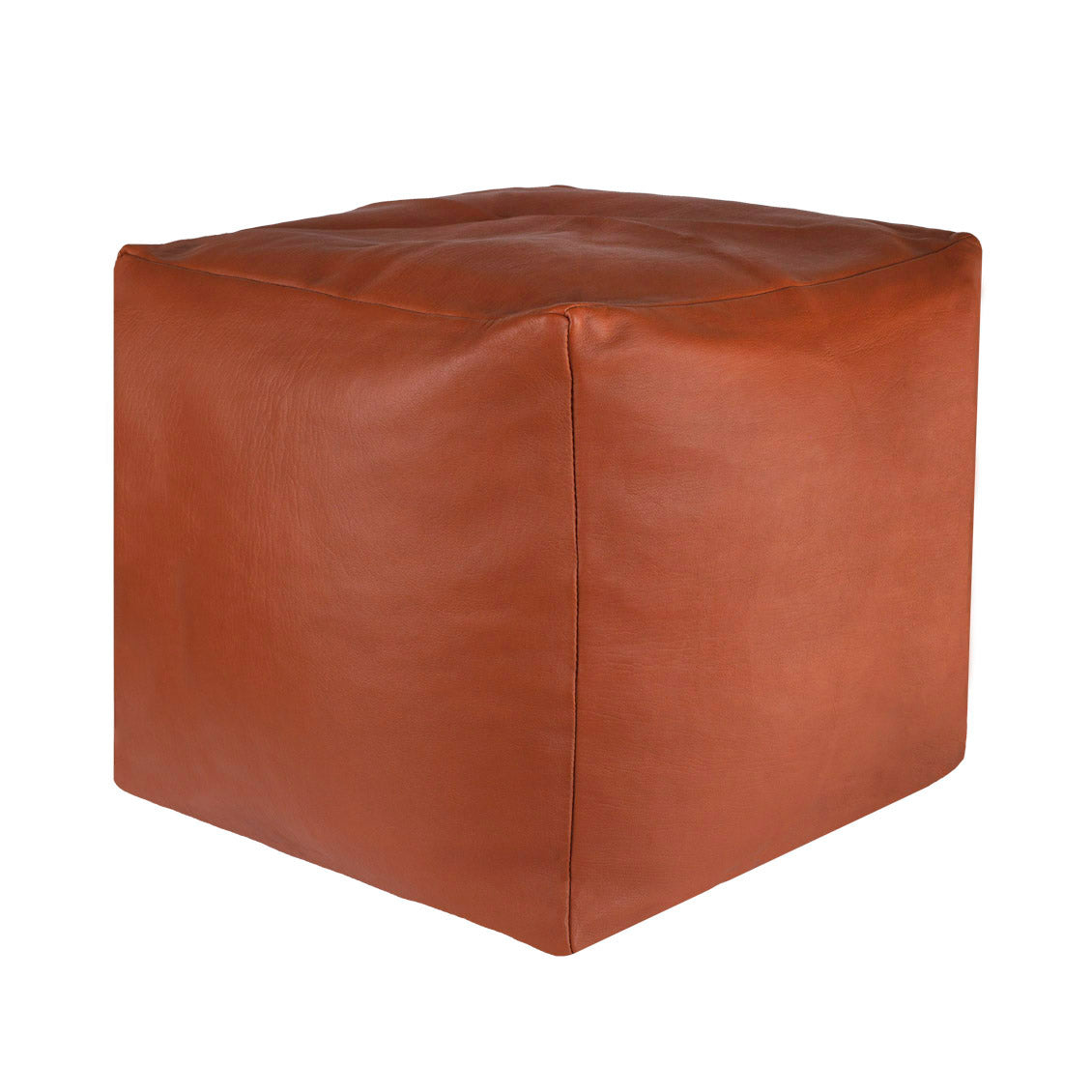 Square Leather Pouf