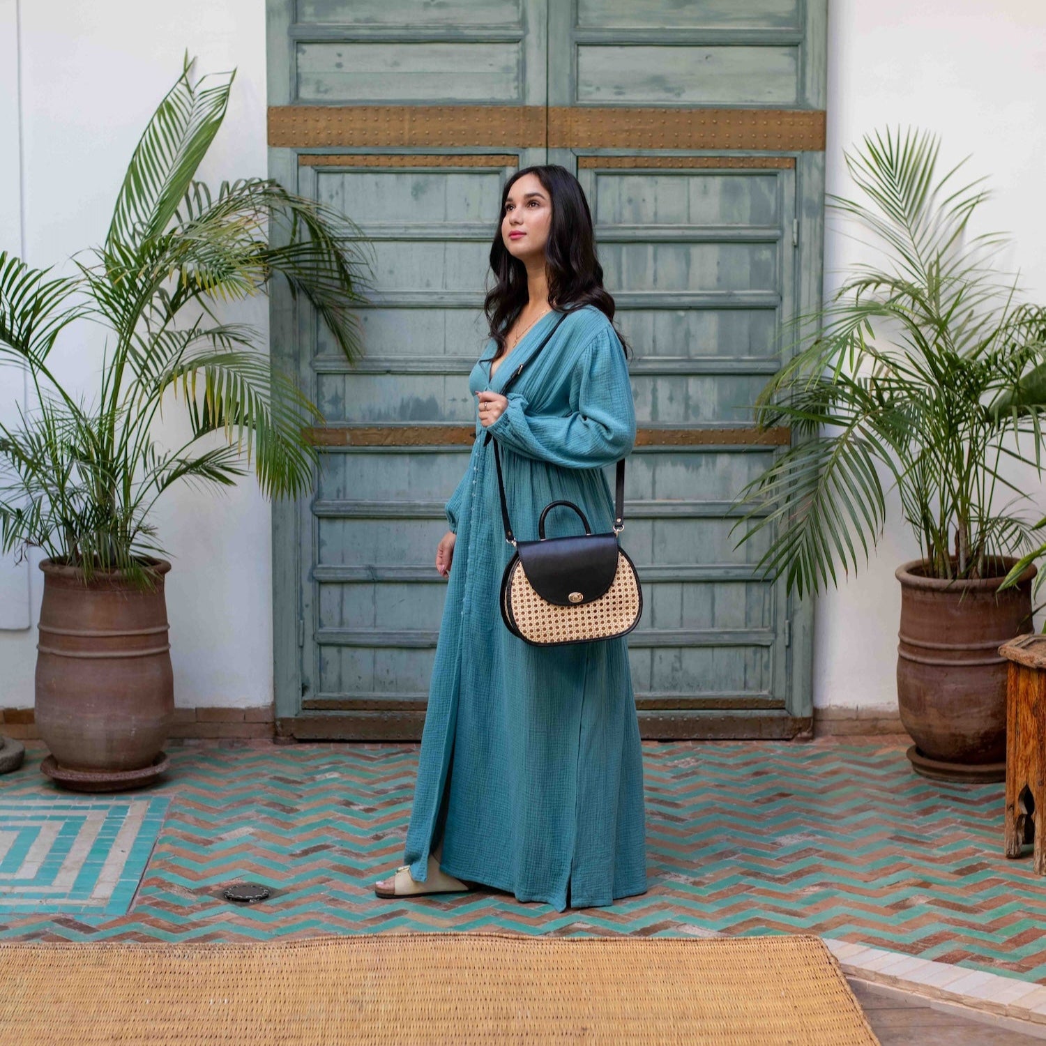 Rattan and Palm Purse