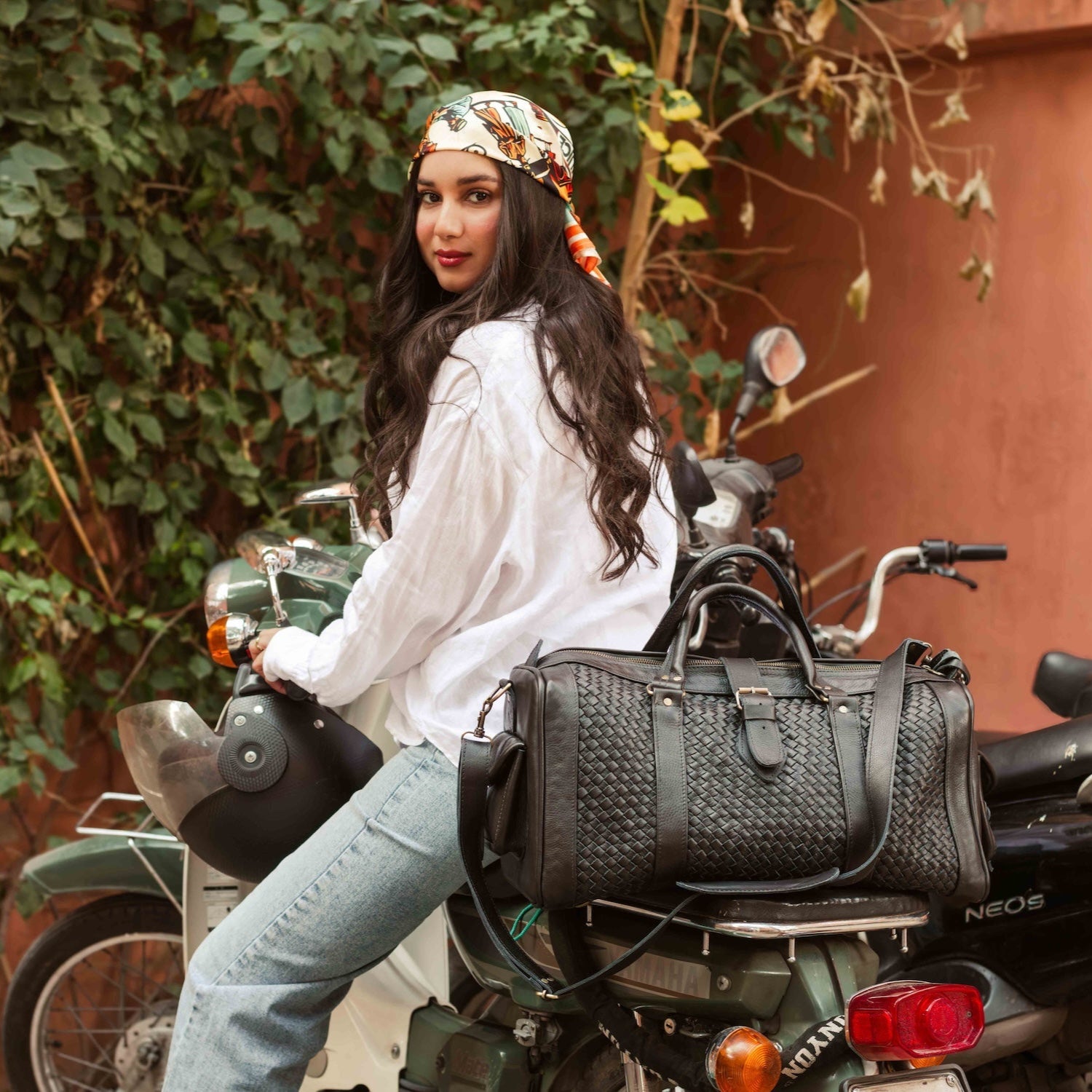 Black Leather Weekend Bag by AMASOUK