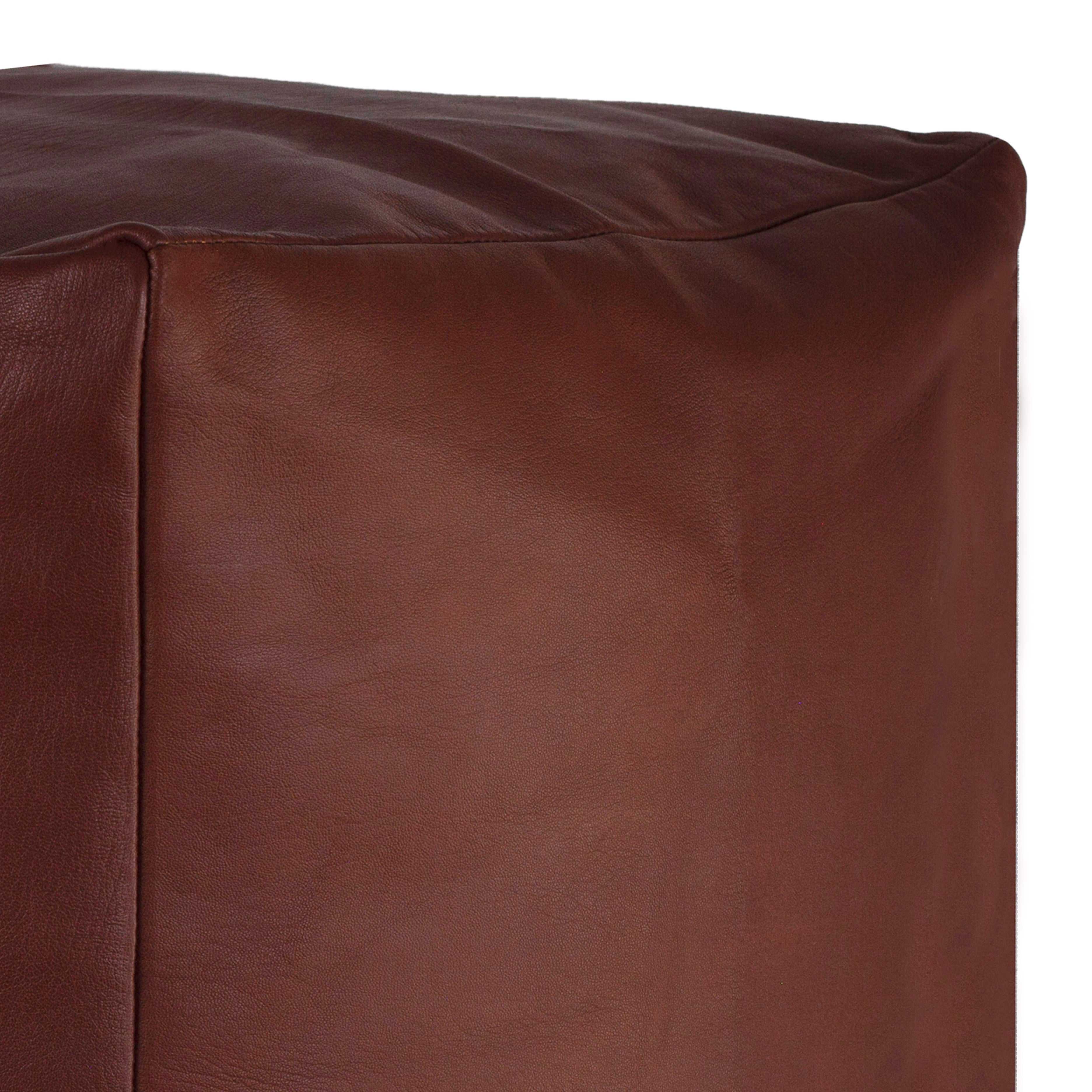 Square Leather Pouf