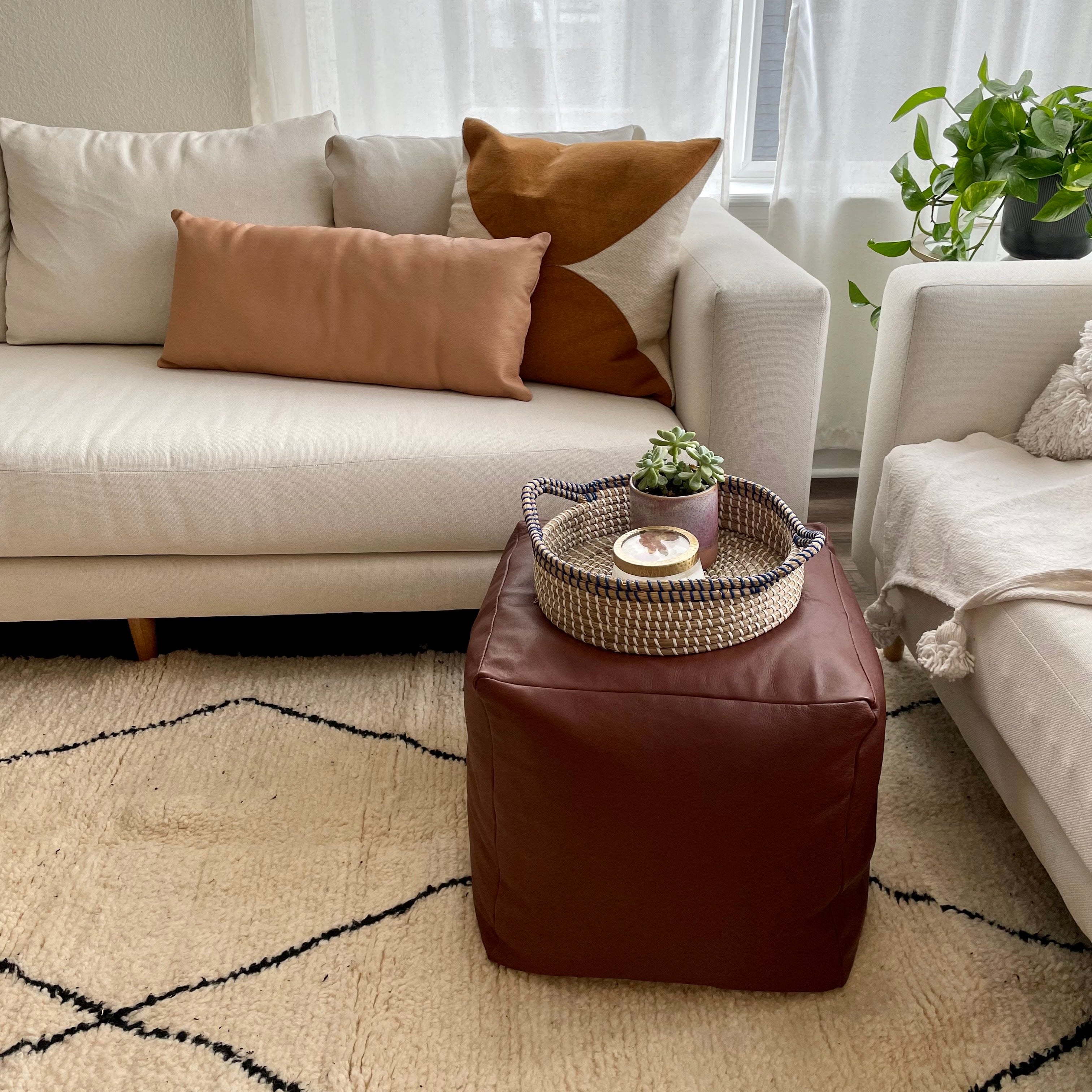 Natural Leather Lumbar Pillow