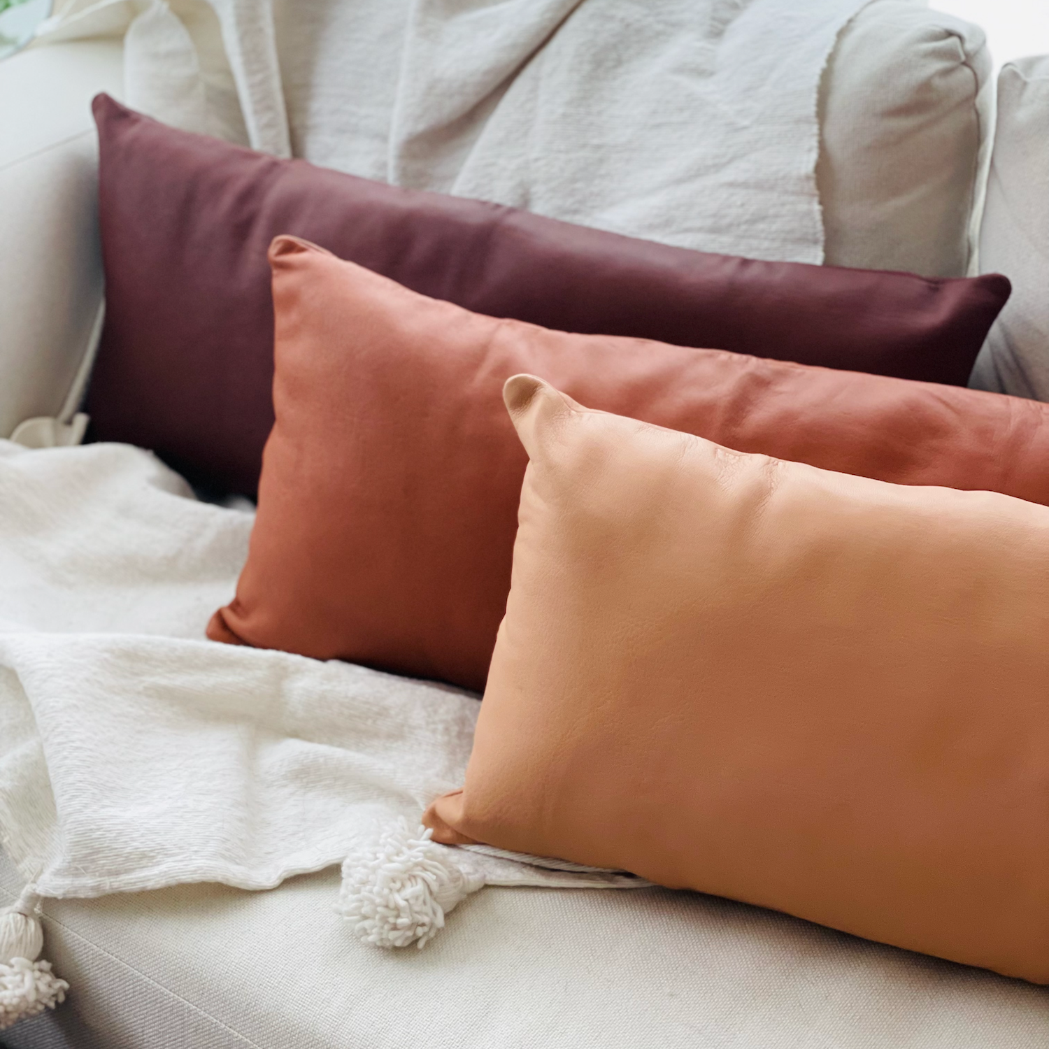 Chestnut Leather Lumbar Pillow