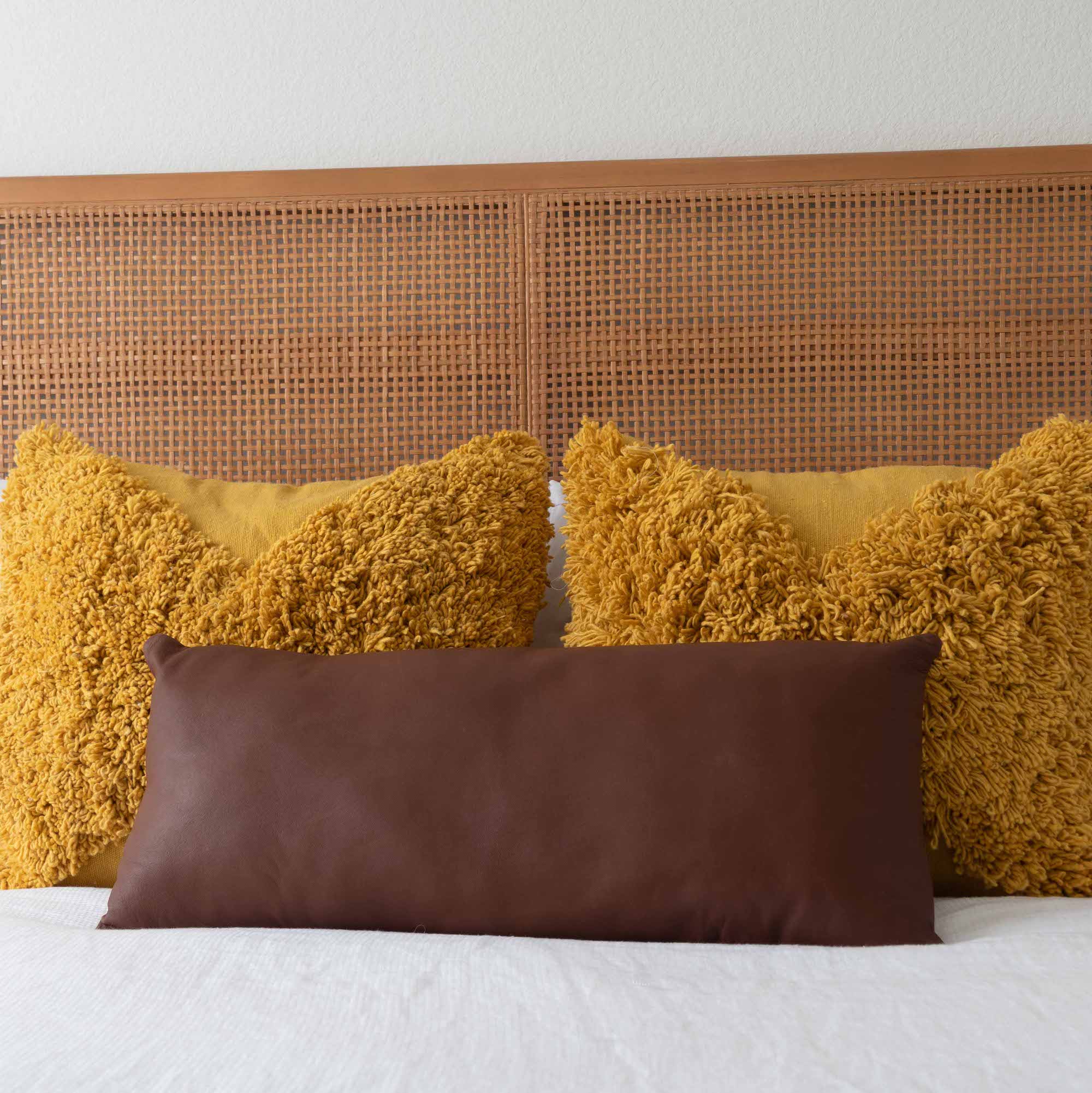Chestnut Leather Lumbar Pillow