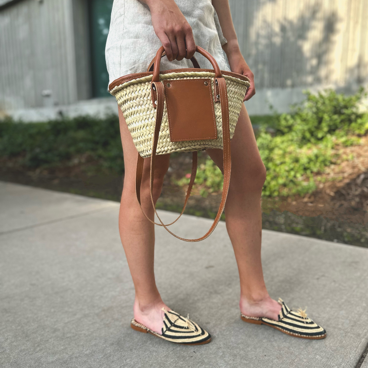 Mini Raffia Tote, Brown by AMASOUK