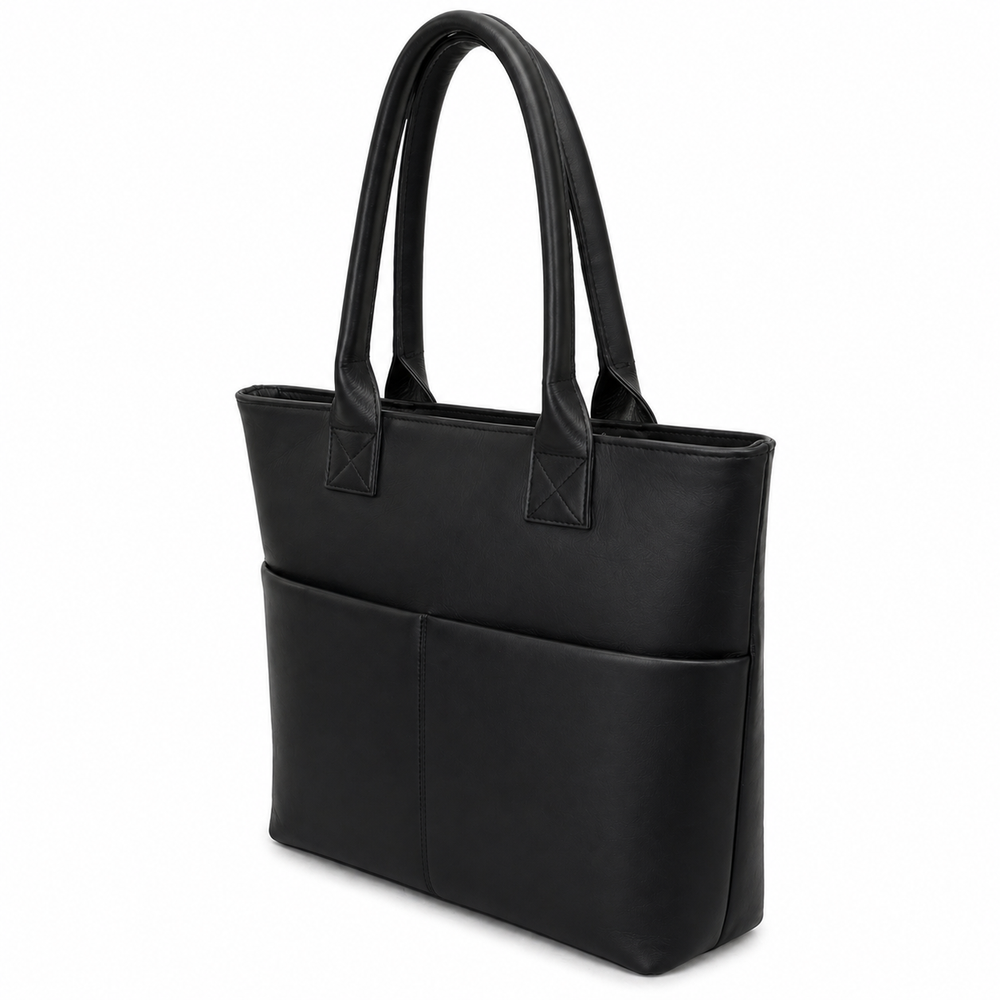 Classic Structured Leather Tote Bag | AMASOUK