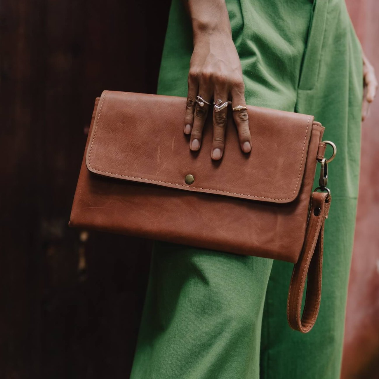 Classic Leather Wristlet by AMASOUK