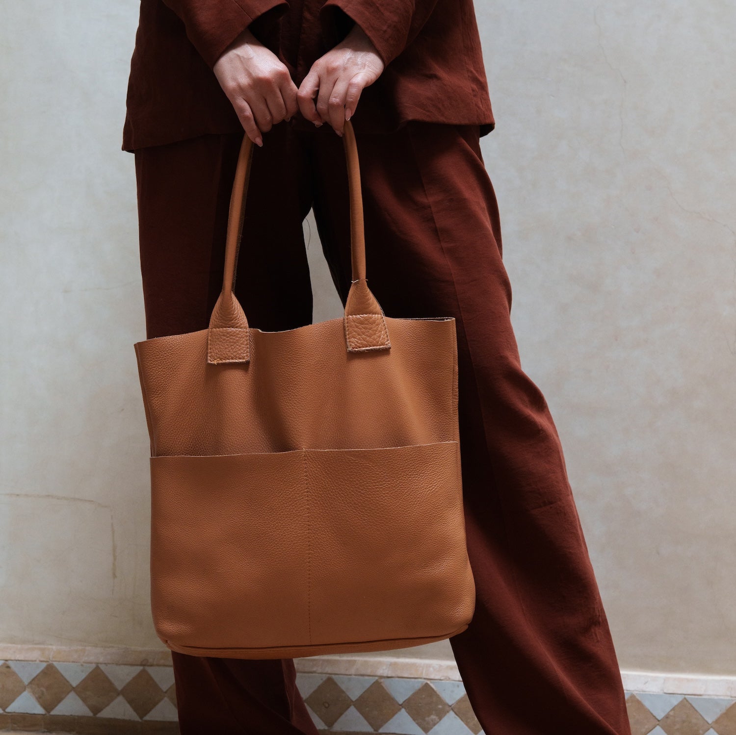 Genuine Leather Tote Bag by AMASOUK