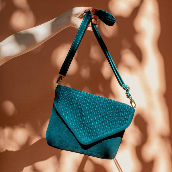 Suede Woven Leather Crossbody Bag | AMASOUK