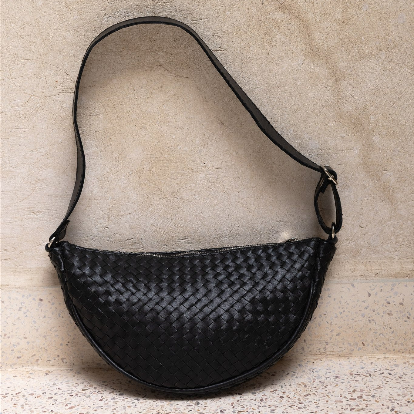 Hilal Woven Leather Sling Bag | AMASOUK