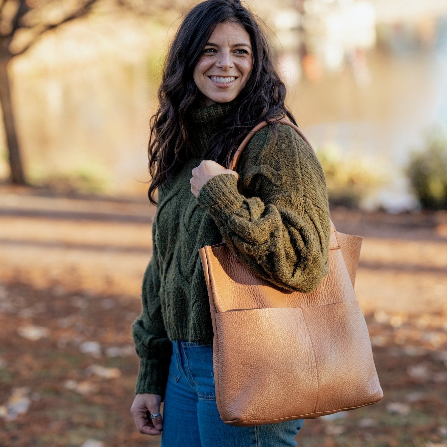 Big Leather Tote Bag by AMASOUK