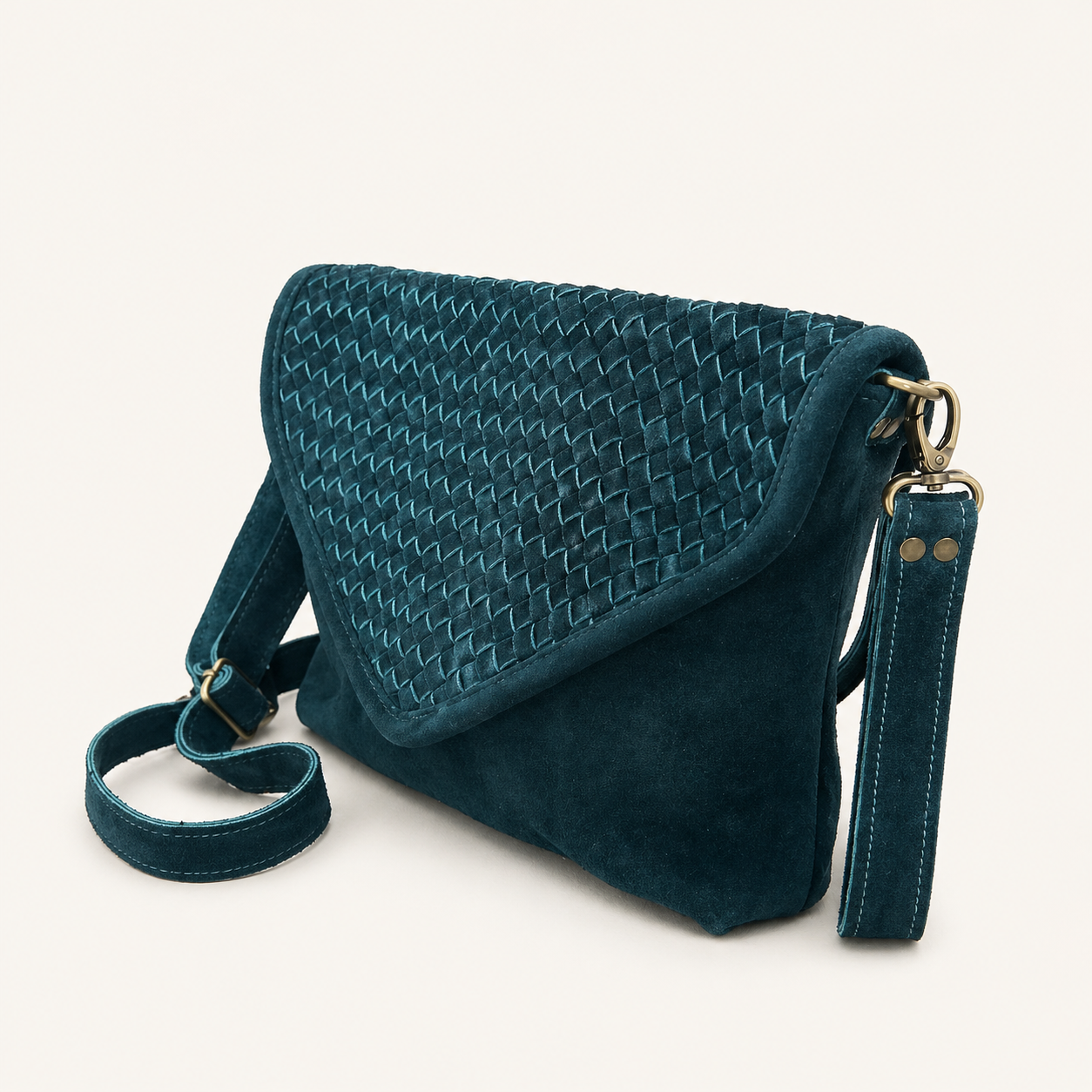 Suede Woven Leather Crossbody Bag | AMASOUK