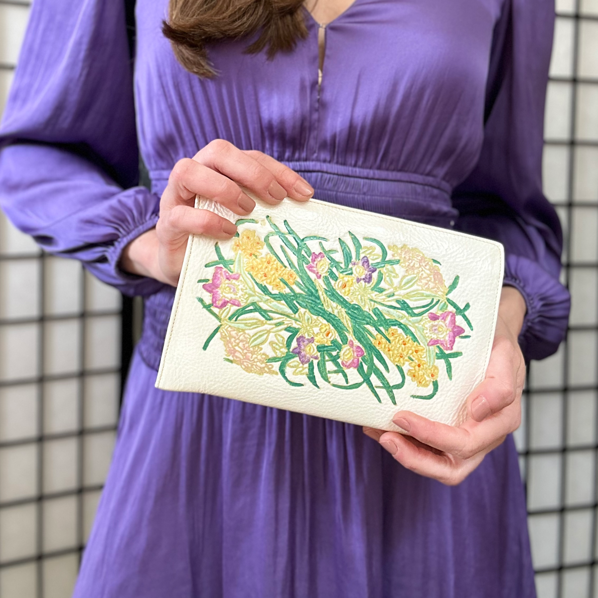 White Leather Clutch for Weddings