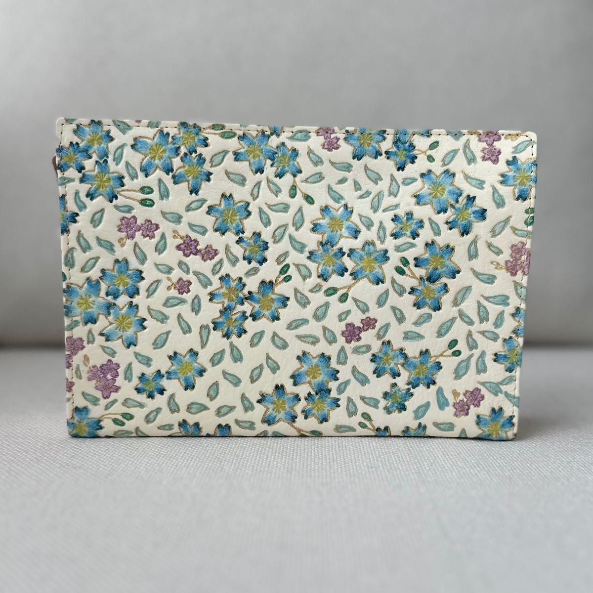 Blue Floral Himeji Leather Clutch