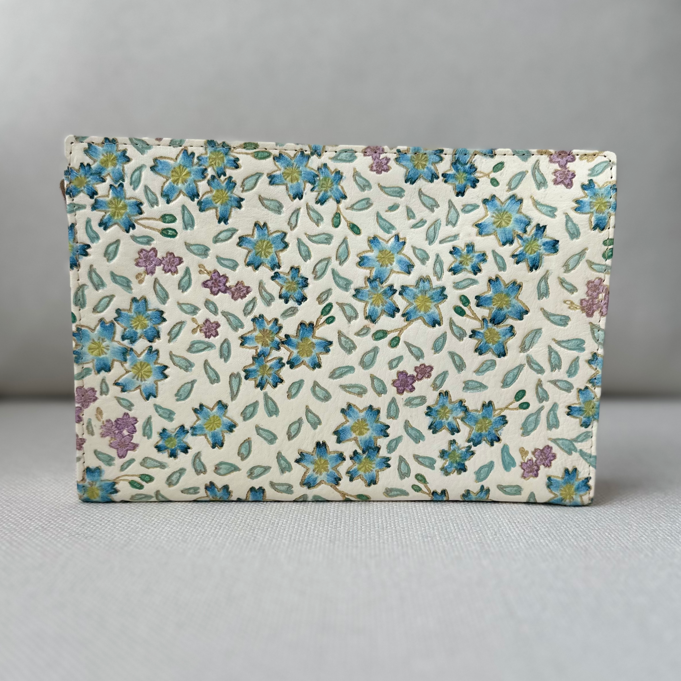 Blue Floral Himeji Leather Clutch