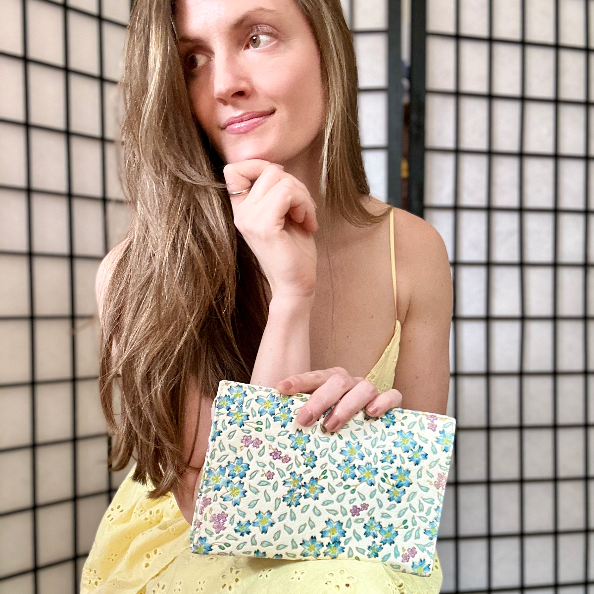 Floral Himeji Leather Clutch