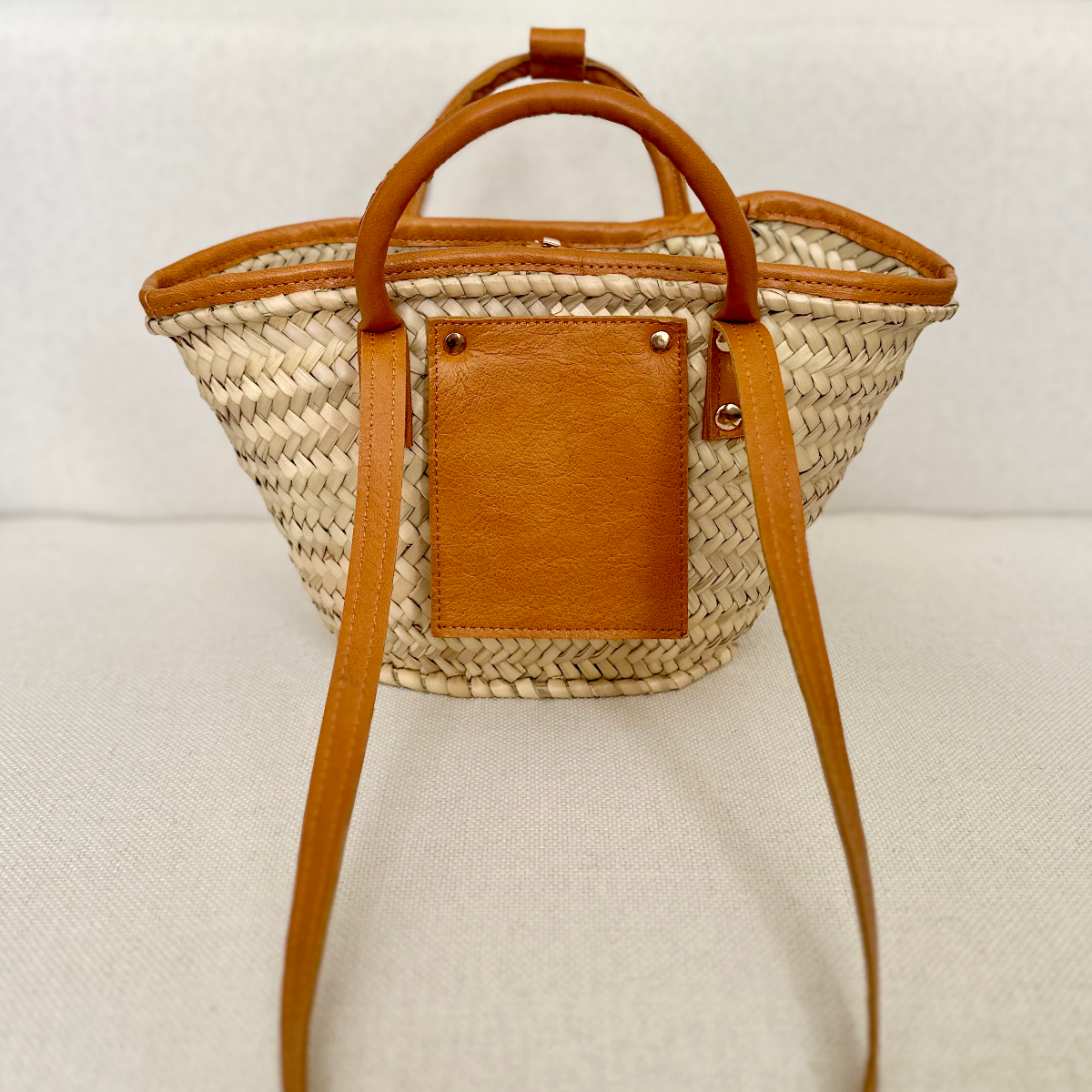 Mini Raffia Tote with Leather by AMASOUK