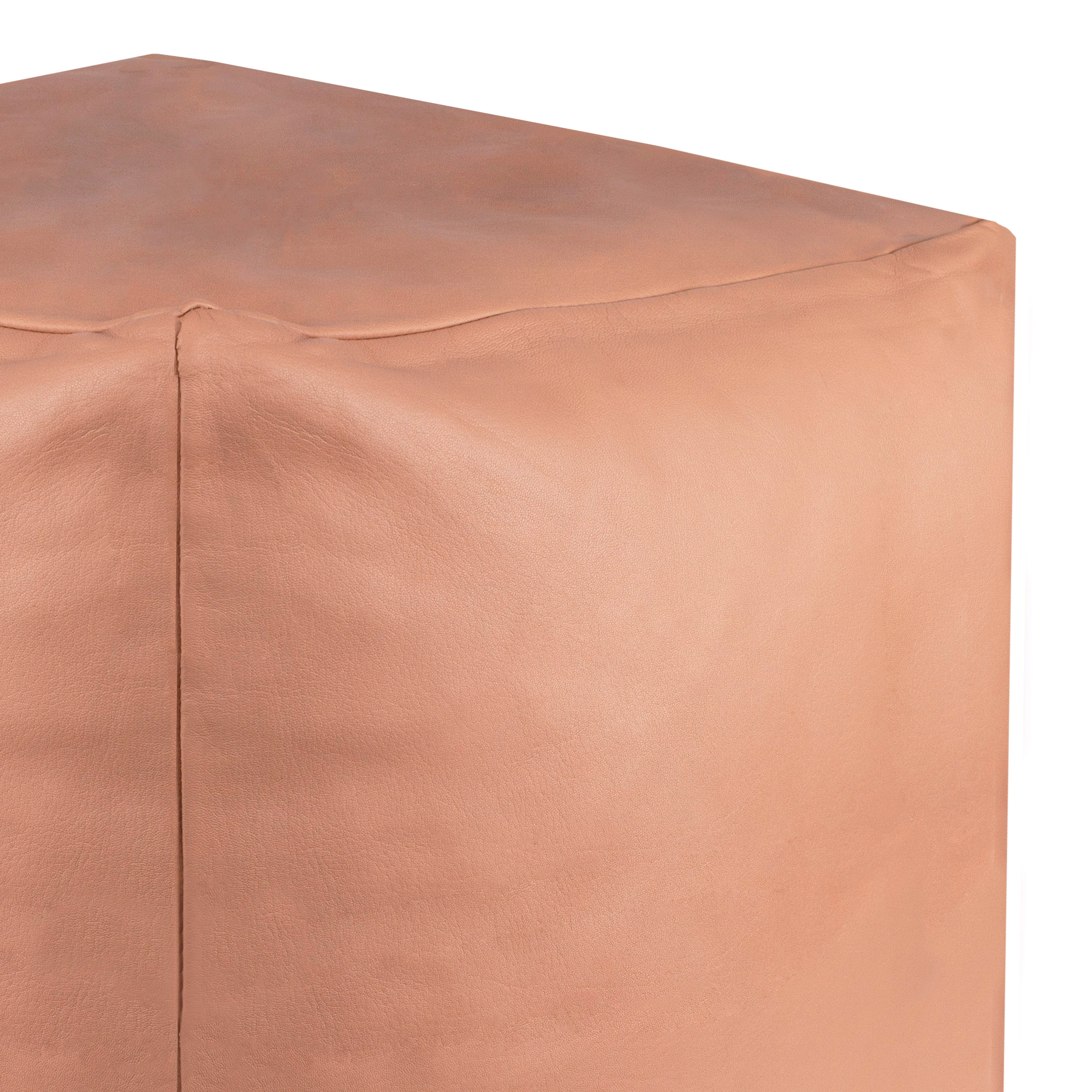 Square Leather Pouf