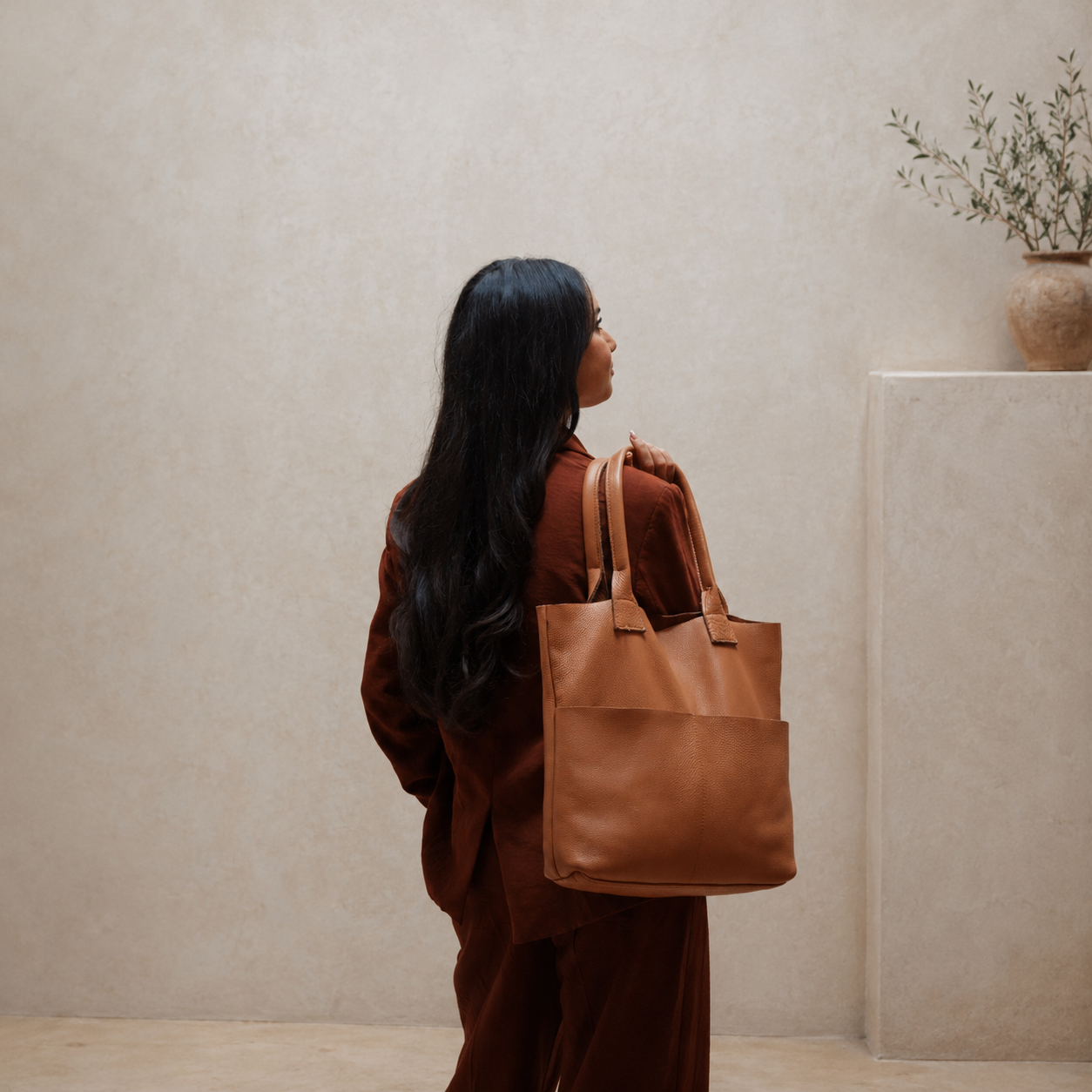 Leather Work Tote by AMASOUK