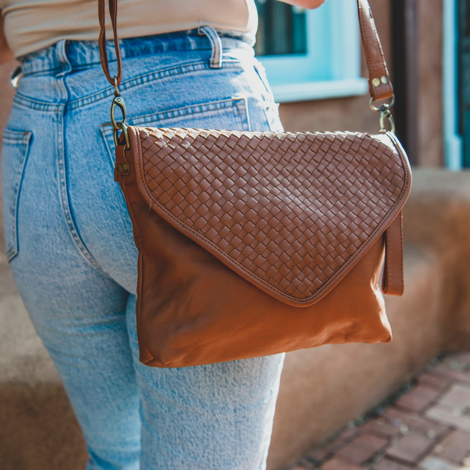 Brown Leather Crossbody Bag by AMASOUK