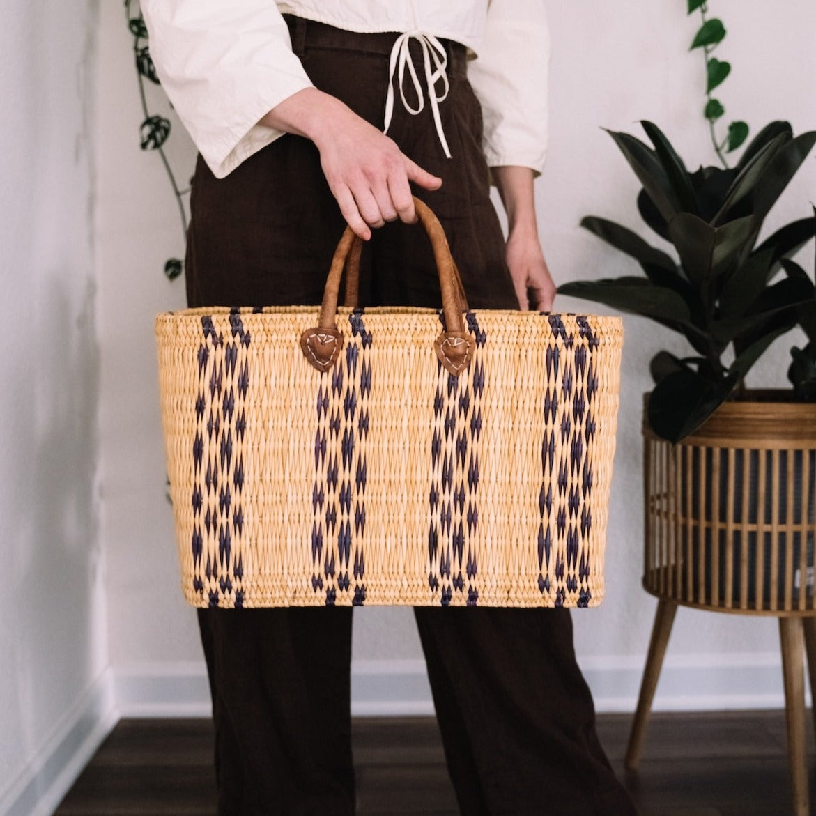 Striped Palm Beach Tote