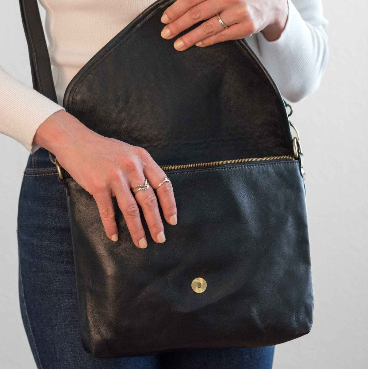 Black Crossbody Leather Bag