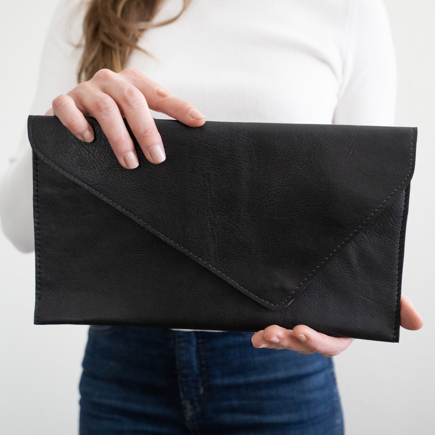Real Leather Envelope Clutch