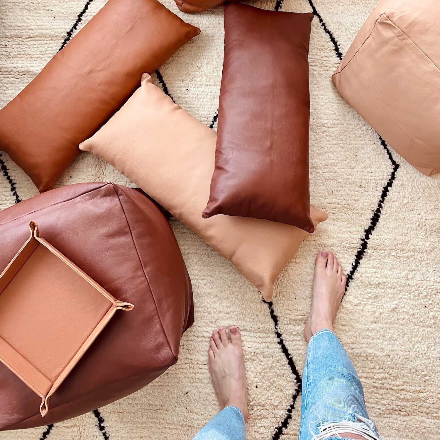 Chestnut Leather Lumbar Pillow