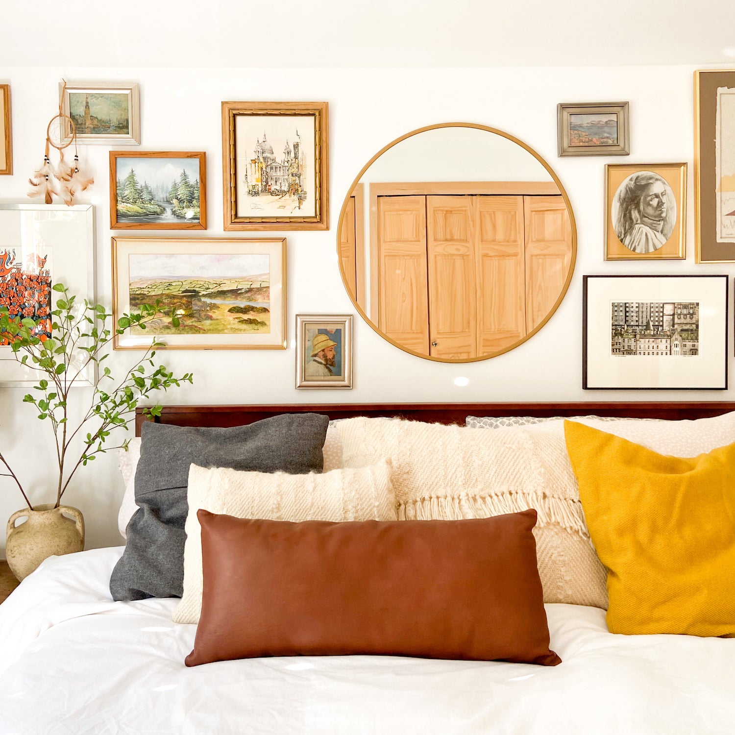 Chestnut Leather Lumbar Pillow